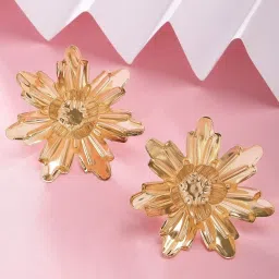 Karatcart Gold Plated Floral Design Stud Earrings image 1