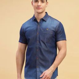 Kuons Avenue Blue Slim Fit Denim Shirt-image-10