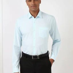 Peter England Blue Regular Fit Checks Shirt-image-79