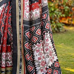 Anouk Rustic Ethnic Motifs Silk Blend Ikat Saree image 4