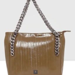 Esbeda Coffee Brown Textured Large Tote Handbag-18