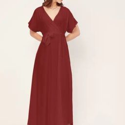 Moomaya Maroon Relaxed Fit Maxi Dress-image-35