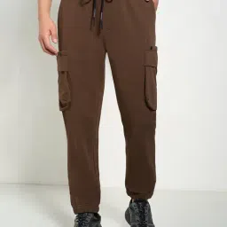 Street 808 By Pantaloons Brown Cotton Regular Fit Joggers-picture-1