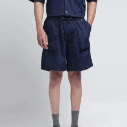Rare Rabbit Navy Oversized Fit Stripes Shorts-picture-44