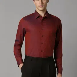Louis Philippe Maroon Cotton Slim Fit Printed Shirt-picture-25