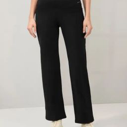 Amante Black Flared Fit Solid Track Pants-picture-41
