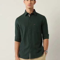 Ad By Arvind Green Cotton Slim Fit Shirt-picture-17