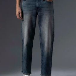 High Star Blue Regular Fit Lightly Washed Jeans-image-19