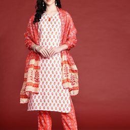 Anouk Floral Printed Straight Kurta with Trousers & Dupatta-image-75