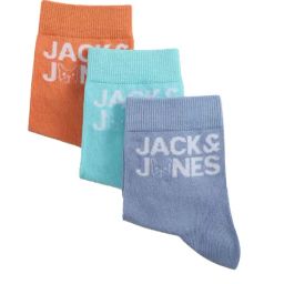 Jack & Jones Jacmascot Logo Multicolor Cotton Color Block Calf Length Socks - Pack of 3-17