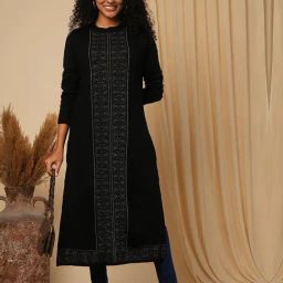 Globus Black Loose fit Print Kurta-picture-40