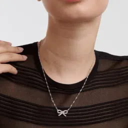 Ted Baker Silver Ribbon Bow Ribah Necklace-image-13