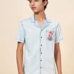 Coolsters by Pantaloons Kids Stone Blue Cotton Printed Shirt-image-42