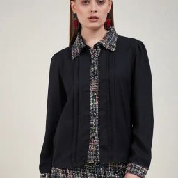 KASSUALLY Black Self Design Shirt-91