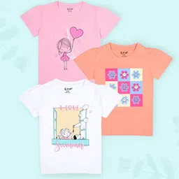 J&JP Girls 3 Printed T-shirt-image-84