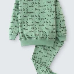 Nite Flite Kids Green Cotton Printed Full Sleeves Sweatshirt Set-image-23