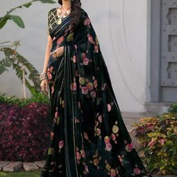 Saree Mall Black Chiffon Self Saree with Blouse Piece-image-37