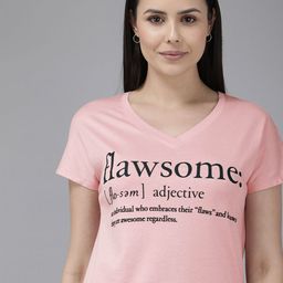 Van Heusen Typography Printed V-Neck Short Sleeves Lounge Top-image-63