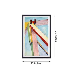 999store Blue & Yellow Modern Abstract Printed Canvas Painting image 5