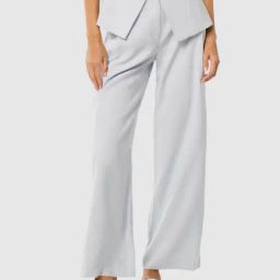 Forever New Sky Blue Leilani Pleated Regular Fit Wide Leg Pant-image-47