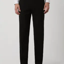 Peter England Black Slim Fit Checks Trousers-image-43