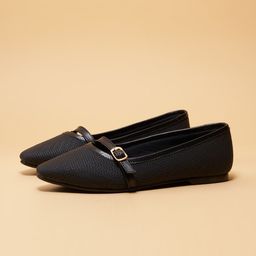 ERIDANI Women Textured Fashion with Buckles Flats-image-75