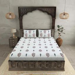 JaipurFabric White Cotton 180 TC Double Bedsheet with 2 Pillow Covers-image-85