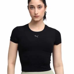 Puma Black Shapeluxe Moisture Wicking Skinny Cropped T-Shirt-picture-37