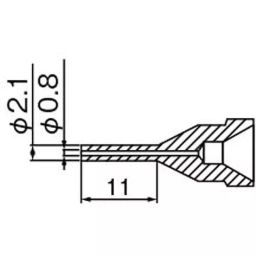 Hakko Nozzle Long Type 0.8×2.1 Φmm Diameter, N61-11-24