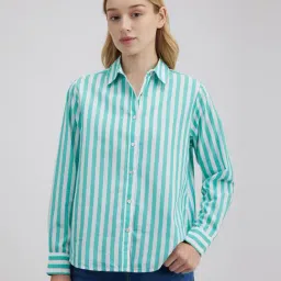 Pepe Jeans Green Vertical Stripe Full Sleeve Shirt-picture-27