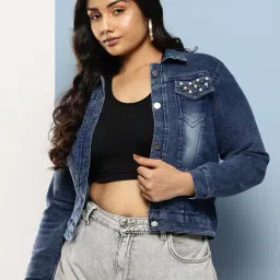 Aarika Navy Blue Denim Regular Fit Jacket-picture-22
