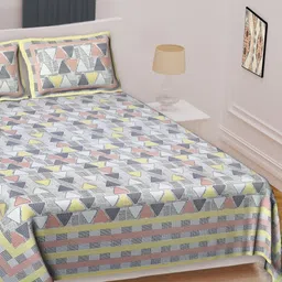 Texstylers Multicoloured Floral 180 TC Queen Bedsheet with 2 Pillow Covers-image-67