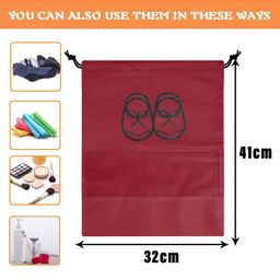 Kuber Industries Blue & Red Pack of 6 Printed Non-Woven Shoe Cover With Drawstring image 2