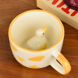 StyleMyWay White & Yellow Printed Ceramic Glossy Mugs Set of Cups and Mugs-1