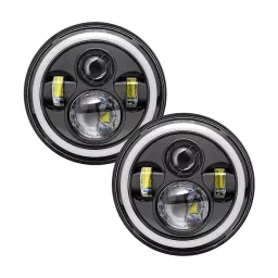 AllExtreme EX989HW2 Round LED Headlight Suitable for Royal Enfield Bullet, Jeep Wrangler-Black 2 PCS-11