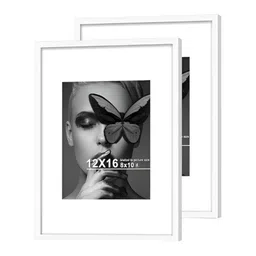 Art Street White Set of 2 Wood Document Wall Photo Frames for Certificates & Home Decor-0