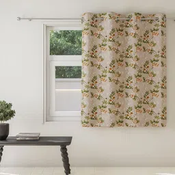 DDecor Beige & Green Floral Printed Room Darkening Window Curtain-image-28