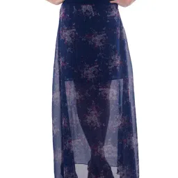 Miss Chase Navy Floral Print Maxi Skirt-image-45