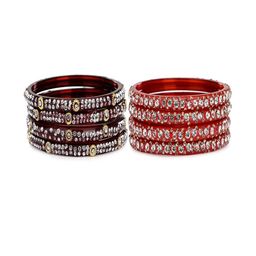 SOMIL Set of 8 Maroon Alloy Bangles-image-52