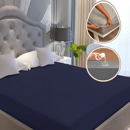 POORAK Blue Terry Stain Resistant Mattress Protector-image-42