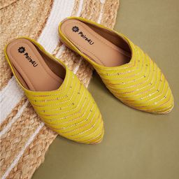 Pairs4U Women Embellished Mojaris Flats-image-64