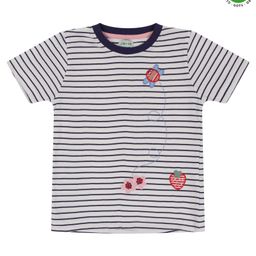 Lilly + Sid Half Sleeves Striped T-Shirt with Embroidery - Navy-picture-13