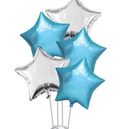 JOHRA (Pack of 5) 18 Inch Blue Silver Star Shaped Foil Balloon With Ribbon / Star Shape Balloons for Decoration / Birthday Balloons for Decoration - Blue & Silver-image-21