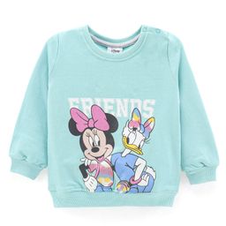 Babyhug Cotton Knit Full Sleeves Mini Mouse & Daisy Duck Sweatshirt with Glitter detailing- Sky Blue-image-11