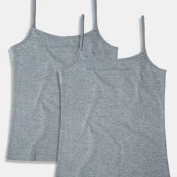 SillySally Pack Of 2 Sleeveless Solid Camisoles - Grey Melange-picture-10