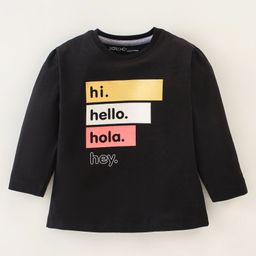 Doreme Single Jersey Cotton Full Sleeves T-Shirt with Text Print - Black-picture-26