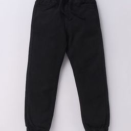 Pine Kids Cotton Rich Stretchable full length denim Joggers - Black-image-48