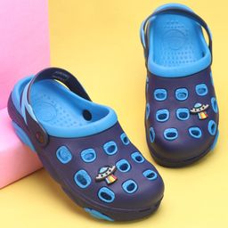 Pine Kids Clogs with Back Strap Closure & UFO Applique- Sky Blue &  Blue-image-13