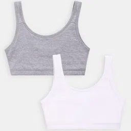 Sillysally Pack of 2 Sleeveless Solid Non Padded & Non Wired Active Bras -  White & Grey Melange-picture-46