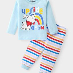 Babyhug Disney Cotton Knit Single Jersey Full Sleeve Night Suit With Winnie The Pooh Graphics - Blue-image-67